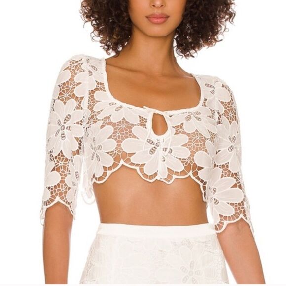 For Love And Lemons Tops - For Love & Lemons Malika Crop Top in White XS NEW MSRP $153
